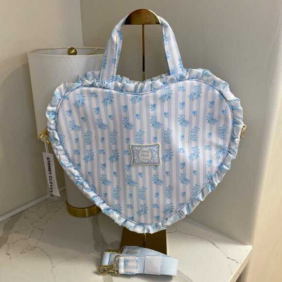 Stoney Clover Lane Heart High Tea Printed Ruffle Heart Tote Bag ruffle SCL - Picture 13 of 13